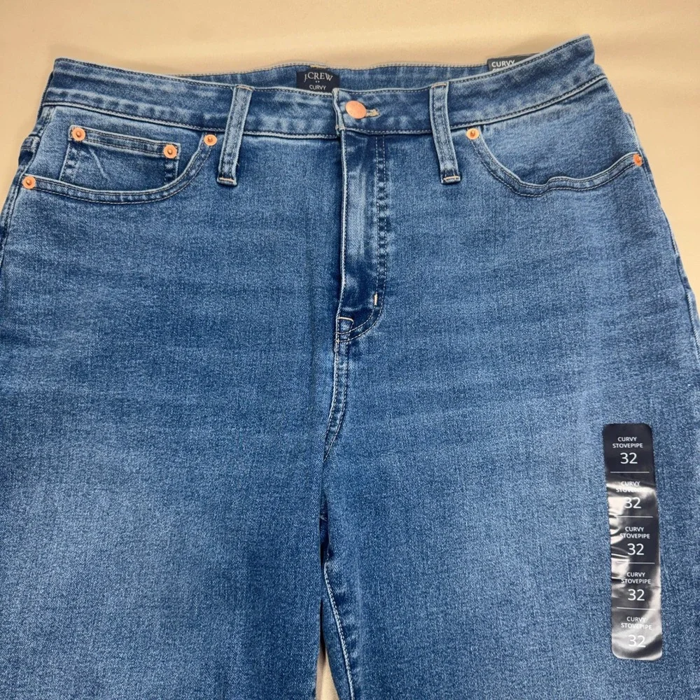 J.Crew‎ Curvy Stovepipe Jeans Signature Stretch Blue Size 32 Casual Classic NWT